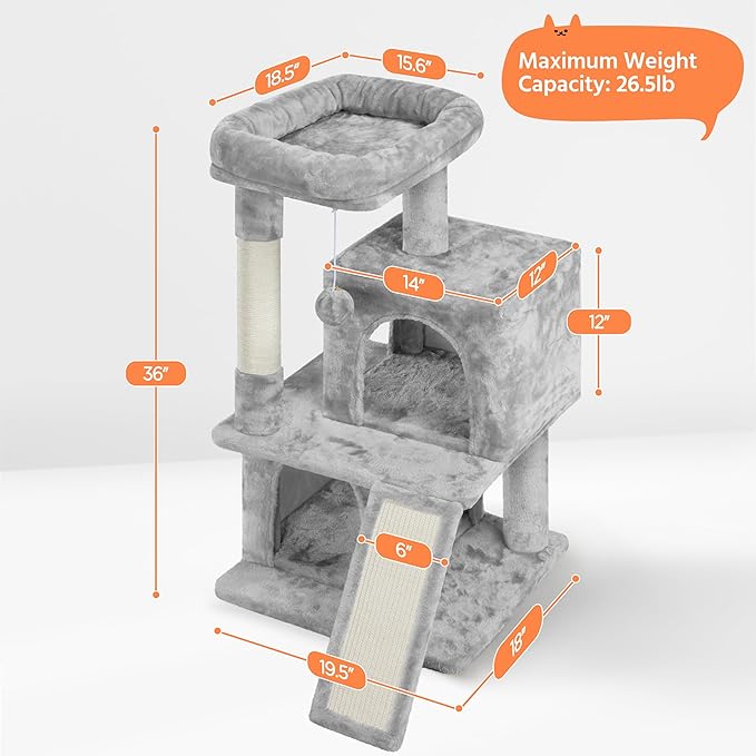 Yaheetech Cat Tree for Indoor Pets, 36in Tower Condo w/Extra Large Perch - Image 3