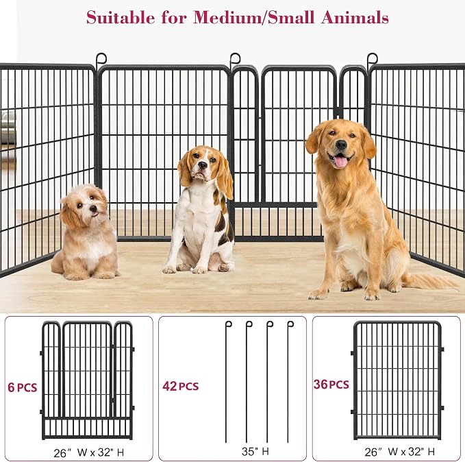 Dog Playpen Dog Fence Outdoor for Yard, 32inch 42 Panels Dog Pens Outside - Image 7