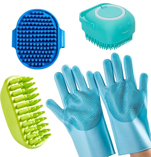 4-Piece Rubber Pet Grooming Kit by Unknown