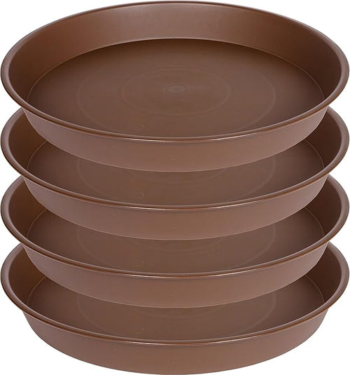 4 Pack of 18 19 inch Plant Saucer Drip Tray, Heavy Duty Large Deep Plant Saucers by Bleuhome