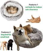 ShinHye Plush Fluffy Hooded Cat Bed Cave, Cozy - Image 3