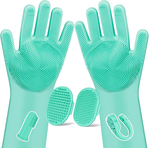 6PCS Pet Grooming Kit for Dogs, Cats and Horses | Dog Washing Gloves | Dog Bath by Augwind
