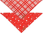 Realeaf Valentine's Day Dog Bandanas 2 Pack, Reversible Red Plaid Heart Dog - Image 3