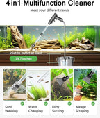 AQQA Aquarium Gravel Cleaner, 4-in-1 Upgrade Suction Power Manual Fish Tank - Image 2