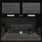 GENIMO Outdoor Rug with LED Strip Lights, Reversible Plastic Straw Rugs - Image 3