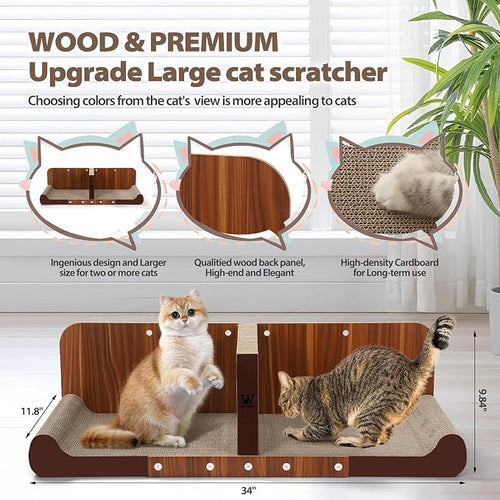 34 Inch Cat Scratcher Bed, Upgraded Cardboard Scratching Pad, Extra Large Cat - Image 2