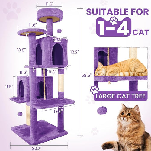 58.5inch Large Cat Tree Tower Condo - Image 2