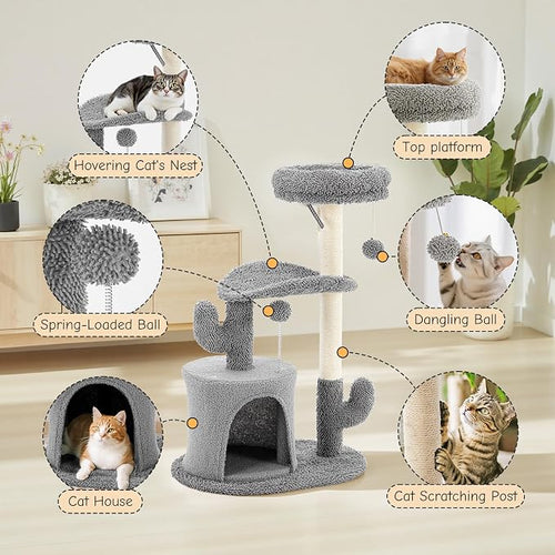 33 Inch Small Cat Tree Tower, Cat Tree - Image 2