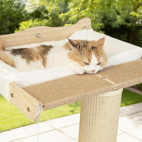 54.3" Cat Window Perch with 3 Adjustable Roman Column Sisal Posts, Drill-Free - Image 2