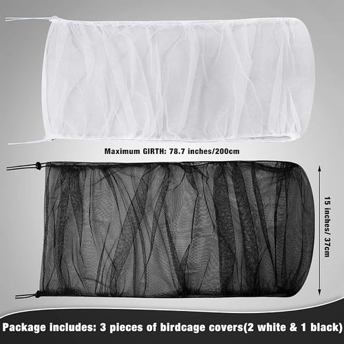 3 Pieces Large Adjustable Bird Cage Cover Seed Feather Catcher Birdcage Nylon - Image 2