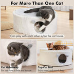 Cat Bed for Indoor Cats, Fluffy Large Enclosed Cat House Cave Pet Bed Hammock - Image 2