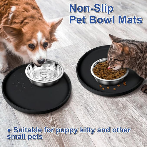 4 PCS Thickened Pet Silicone Food Mat, Nonslip Waterproof Cat Dog Feeding Bowl - Image 2