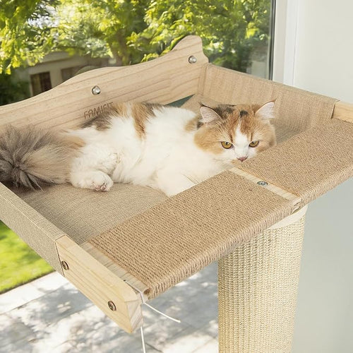 54.3" Cat Window Perch with 3 Adjustable Roman Column Sisal Scratching Posts - Image 2