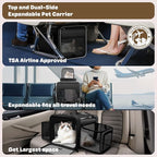 Top and 2 Sides Expandable Cat Carrier 18x11x11, TSA Airline Approved Dog - Image 2