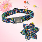 Lionheart glory Dog Collar Darkblue Flower Dog Bow Collars Floral Dog Collar - Image 3