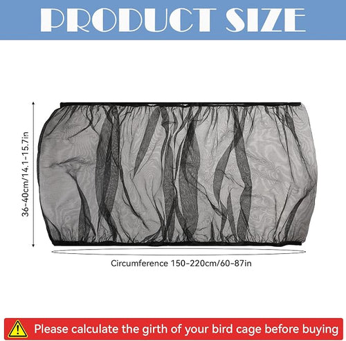 Adjustable Bird Cage Seed Catcher Net Cover Elastic Band Mesh Cover Black - Image 2
