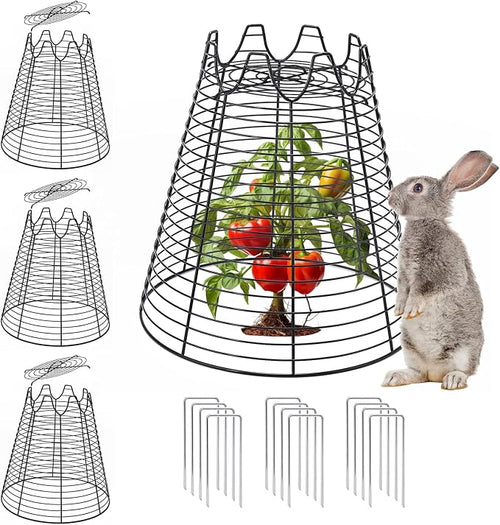 4 Pcs 11.6"×11.6" Plant Protectors from Animals, Sturdy Metal Plant Cages by Qaobo