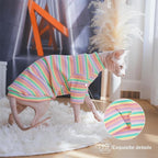 PUMYPOREITY Sphynx Cat Clothes: Soft, Stretchy Rainbow Sweater & Turtleneck - Image 4