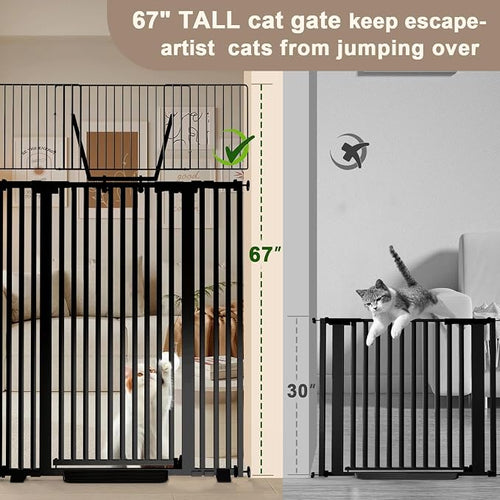 67" High Extra Tall Cat Gate for Doorway, 29.5-49.21" Extra Wide Pet Gate - Image 2