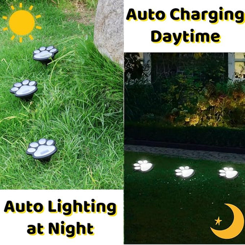 3pcs-Solar Paw Print Lights, Wireless of Cat Dog Animal Solar Lights Outdoor - Image 2