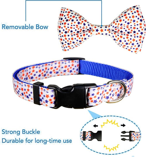 4th of July Dog Collar and Bow Tie Set Adjustable Pet Collar - Image 2