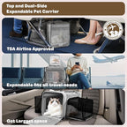 Top and 2 Sides Expandable Cat Carrier 17x11x11, TSA Airline Approved Dog - Image 2