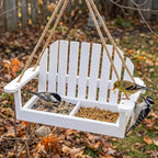 Solution4Patio White Swing Bird Feeder, Squirrel-Proof Metal Mesh Tray - Image 6