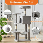 Sweetcrispy 44 Inch Cat Tree Tower, Cat Climbing Tower - Image 3