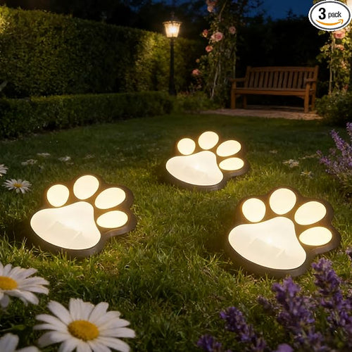 3pcs-Solar Paw Print Lights, Wireless of Cat Dog Animal Solar Lights Outdoor by Unknown