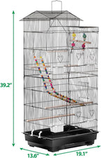 39-Inch Roof Top Bird Cage Large Flight Parrot Cage w/Toys - Image 4