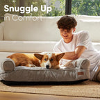 FUKUMARU Cute Dog Bed, Waterproof Corduroy Dogs Couch, 36in Orthopedic Pet Sofa - Image 3