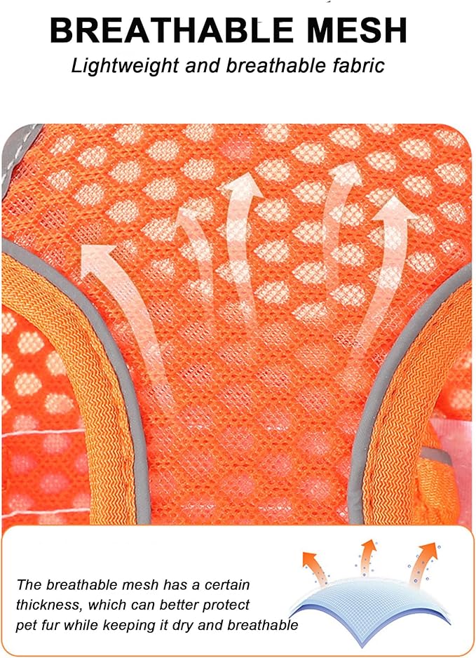 L Red Soft Mesh Dog Harness and Leash Set, No Escape Puppy Harnesses - Image 4