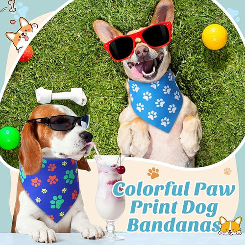 50 Pcs Blue Paw Print Dog Bandanas Bulk Animal Footprint Bandanas - Image 2