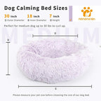 Calming Dog Bed for Medium Dogs Washable Donut 30 inches Anti-Slip Pet Bed - Image 2