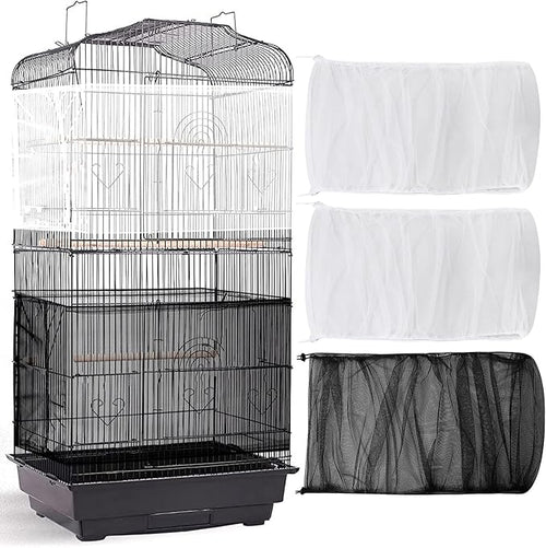3 Pieces Large Adjustable Bird Cage Cover Seed Feather Catcher Birdcage Nylon by Shappy