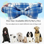 Lionheart glory Dog Collar, Boy Dog Collar Bowtie Blue Plaid Adjustable Dog - Image 3