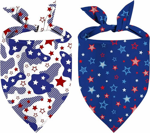 4th of July Dog Bandanas, 2 Pack Reversible USA Patriotic Bandana by Unknown