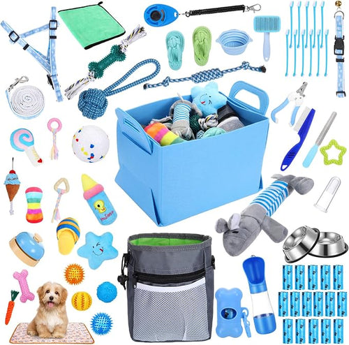 65 Pcs Puppy Supplies Starter Kit Small Dog Essentials Includes Dog Leash by PullCrease