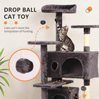 BestPet | 54" Cat Tree Tower | Purple Gray | Sturdy, Hanging Cat Toys, - Image 3