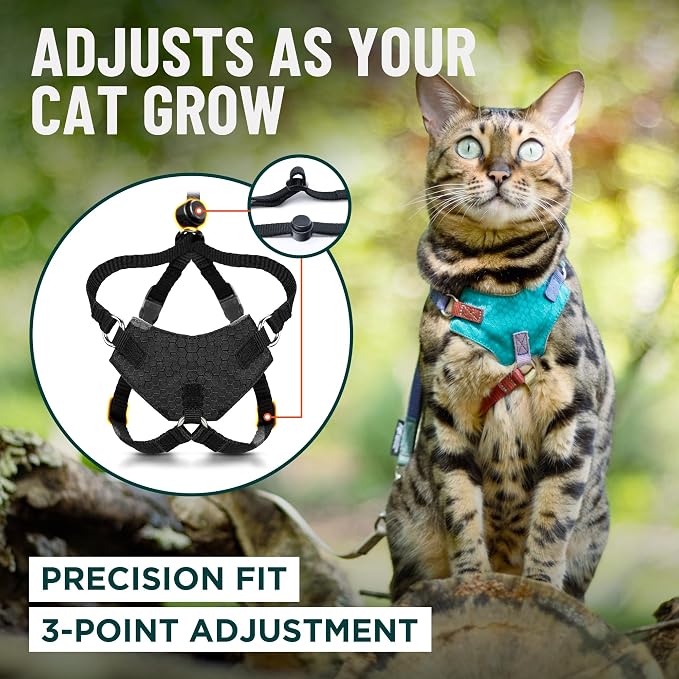 Houdini™ Escape Proof Kitten Harness and Leash Set by OutdoorBengal – Turquoise - Image 6