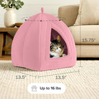 Cat House Indoor Cat Bed with Removable Foam Cushion, Plush Cat Tent Bed - Image 6