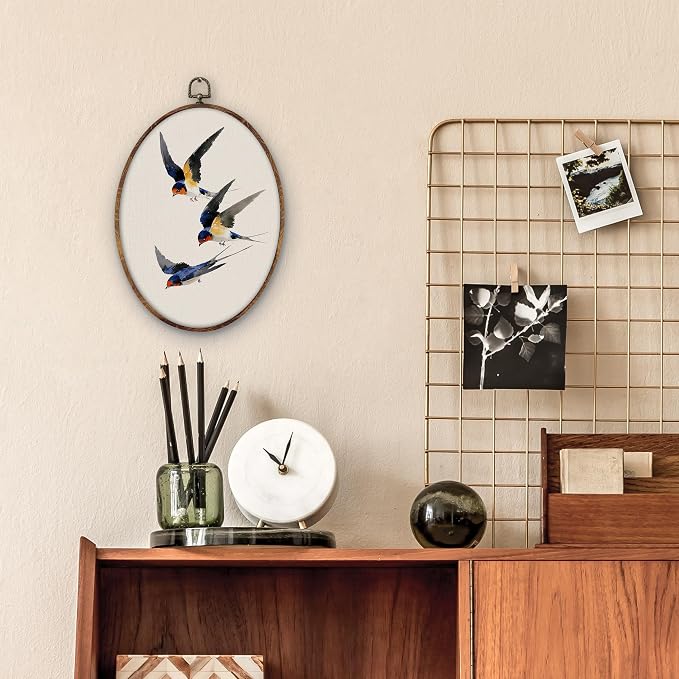 DILSJ Vintage Swallow Bird Oval Wall Art Decor, Rustic Nature Bird Canvas Wall - Image 5