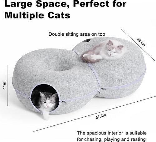 8-Shaped Large Cat Tunnel Bed for Indoor Cats, Infinite Circulation Peekaboo - Image 2