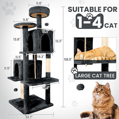 58.5inch Large Cat Tree Tower Condo - Image 2