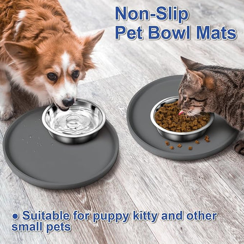 4 PCS Thickened Pet Silicone Food Mat, Nonslip Waterproof Cat Dog Feeding Bowl - Image 2