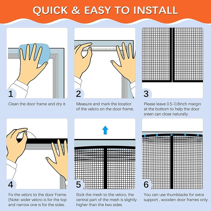 Fiberglass Magnetic Screen Door Fit Door Size 48 x 96 in- Heavy Duty Fiberglass - Image 6