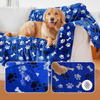 Dog Blanket Paw Bone Pattern 1 Pack 2 Super Soft Warm Flannel Sofa Cover Car - Image 2