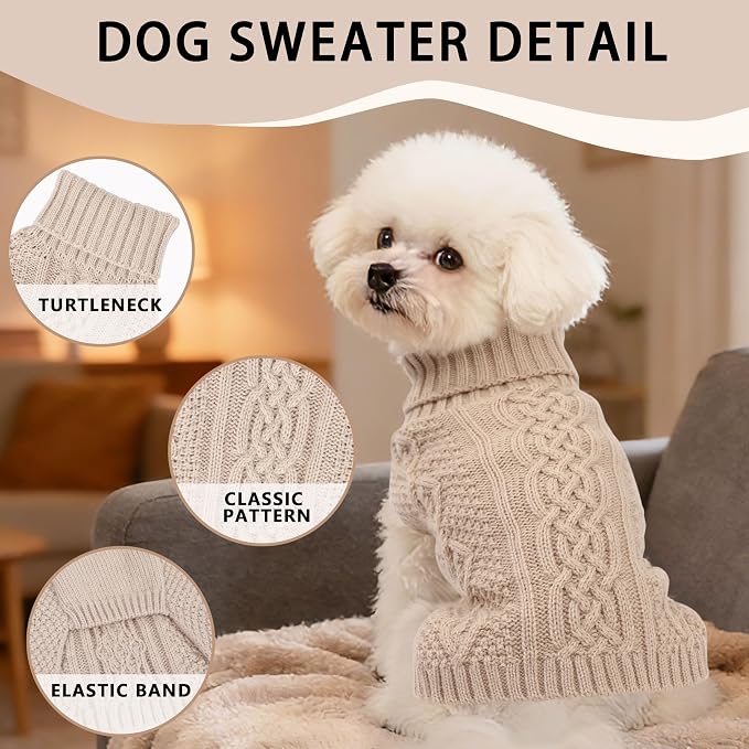 Dog Sweaters Small Dog Clothes Winter Turtleneck Puppy Sweater Warm Pet Cat - Image 3