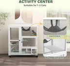 PawHut Indoor Wooden Catio, Cat House Cat Enclosure on Wheels - Image 3