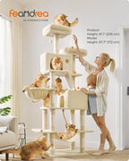 Feandrea Cat Tree, 81.1-Inch Large Cat Tower, 2 Perches, 2 Caves - Image 2